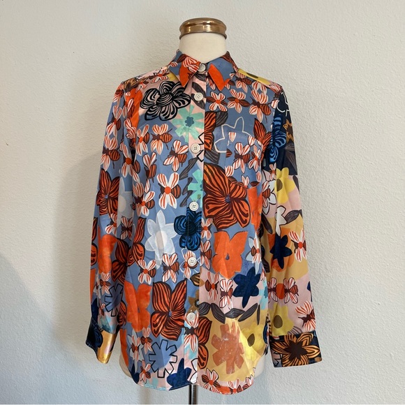 Acne Studios Tops - Acne Studios 34 Buse Floral Long-Sleeve Boyfriend Shirt
